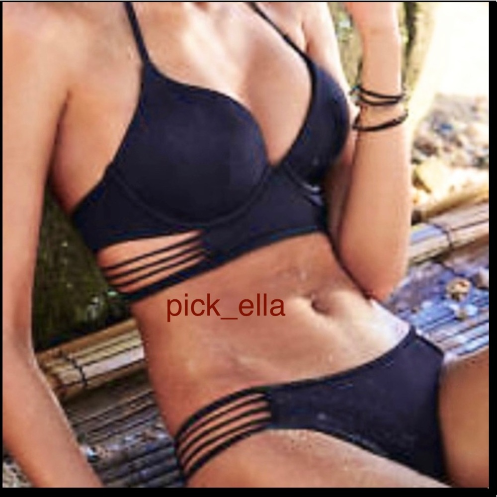 32D 36C Vs Victoria’Secret Longline Bombshell Adds 2cups bikini bathing2pc black - Picture 1 of 13